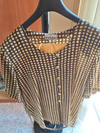 Traje de pantalón Ragussa marrón y amarillo