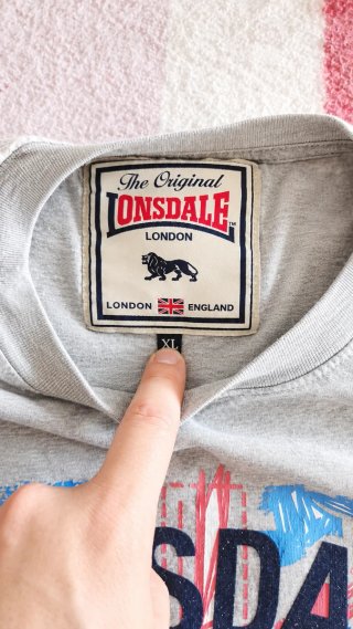 Lonsdale Camiseta Hombre XL Gris Original logo