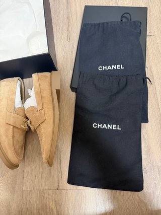 Mocasines Chanel Beige y Dorado Originales
