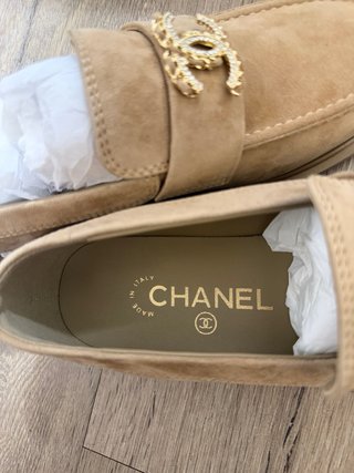 Mocasines Chanel Beige y Dorado Originales