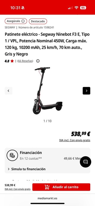 Patinete eléctrico Segway Ninebot F3 E