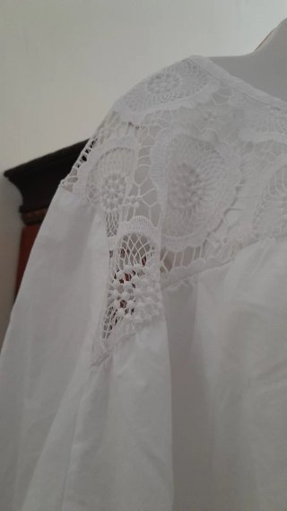 Blusa cotone oversize pizzo