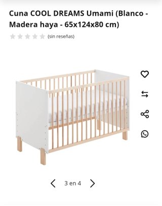 Cuna colecho bebé madera y blanca