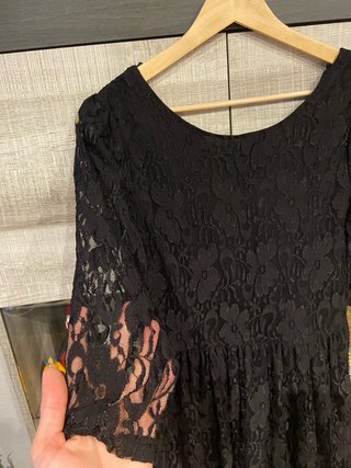 Vestido de fiesta negro encaje mujer