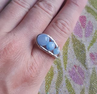 Anello acquamarina con perle