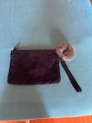 Neceser Kipling Morado y Negro Estampado