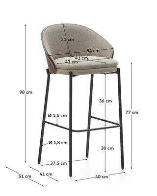 Sgabello Eamy Kave Home Tessuto e Legno