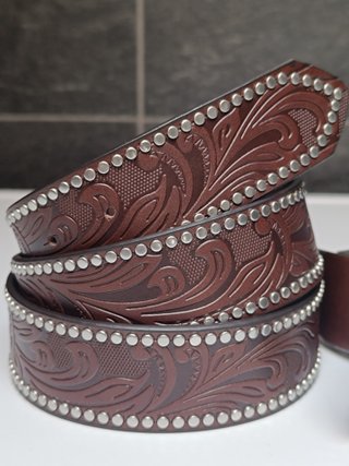 Cintura western cowboy marrone e argento