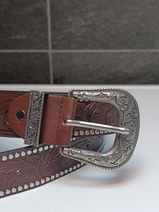 Cintura western cowboy marrone e argento