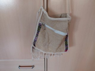 Bolso étnico beige y multicolor