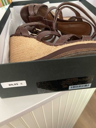 Sandalias Cuña Esparto Massimo Dutti