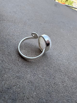 Anillo Plata Ley Piedra Luna Ajustable