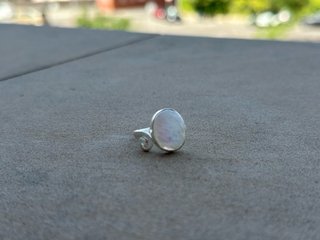 Anillo Plata Ley Piedra Luna Ajustable