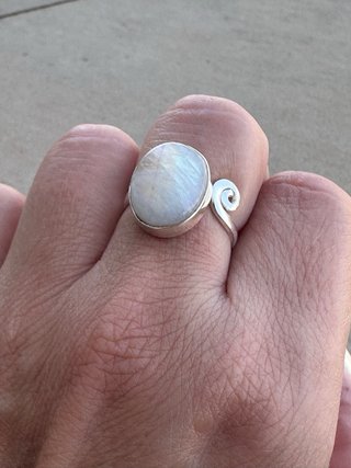 Anillo Plata Ley Piedra Luna Ajustable