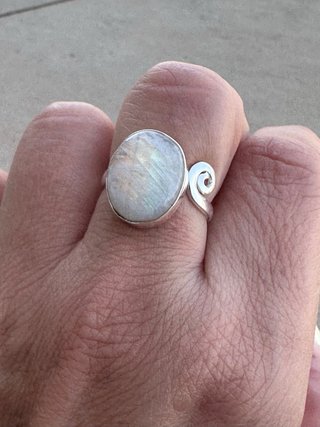 Anillo Plata Ley Piedra Luna Ajustable
