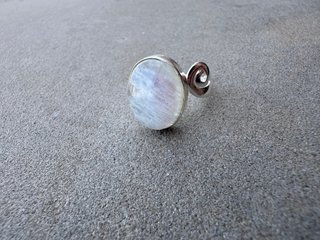 Anillo Plata Ley Piedra Luna Ajustable