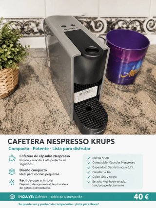 Cafetera Nespresso Krups Gris y Negro