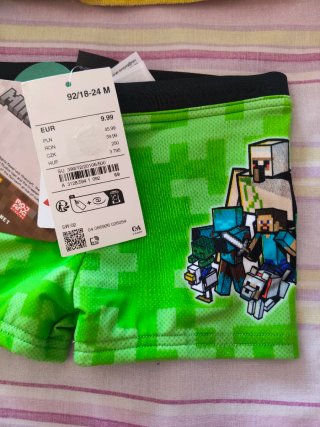 Calções Minecraft 18-24m + Toalha Oferta