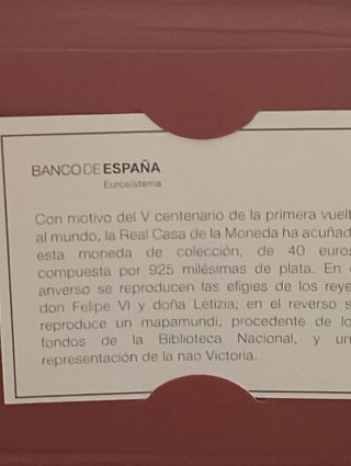Moneda 40 Euro Plata 925 V Centenario Vuelta al Mu