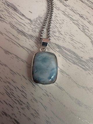 Colgante Larimar Plata con Cadena Acero