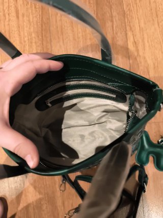 Bolso mano verde y marrón