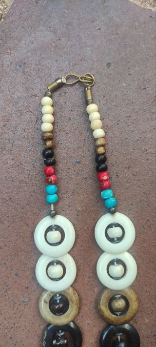 Collar boho étnico hueso multicolor vintage