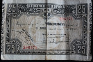 Billete 25 Pesetas Banco de Bilbao 1937