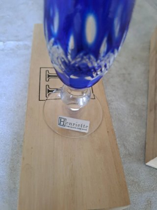 Henriette Vaso blu in vetro con scatola in legno