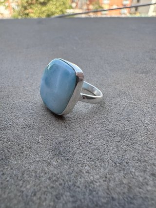 Anillo Plata Ley Larimar Ajustable
