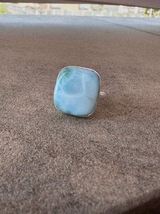 Anillo Plata Ley Larimar Ajustable
