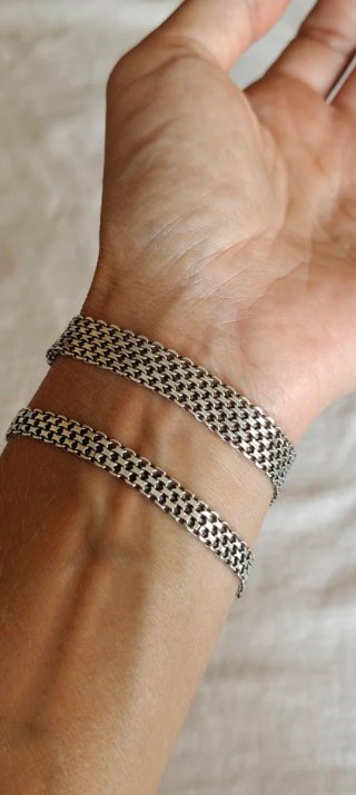 Pulseras plata rejilla - petatillo