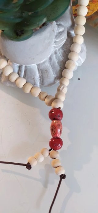 Collana Mala Yoga Beige e Rosse