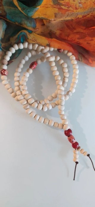 Collana Mala Yoga Beige e Rosse