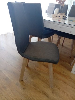 Mesa 140x70cm y 6 Sillas Grises oscuras