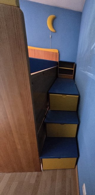 Cama juvenil litera escaleras cama  con cajones