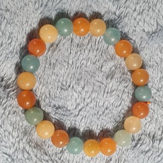 Pulsera Bolitas Beige, Naranja y Turquesa