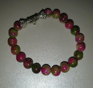 Pulsera perlas colores mezclados plata