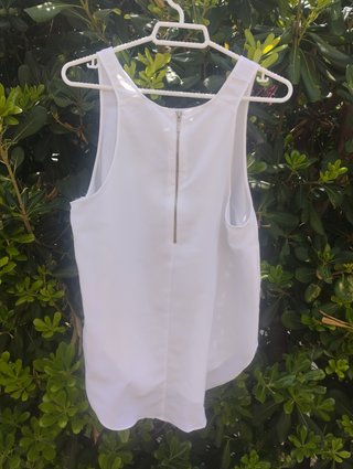 Blusa Stradivarius Blanca Fluida Cremallera