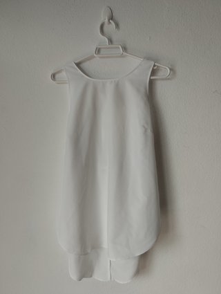 Blusa Stradivarius Blanca Fluida Cremallera