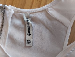 Blusa Stradivarius Blanca Fluida Cremallera
