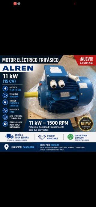 Motor Eléctrico Trifásico ALREN 11 kW (15 CV)