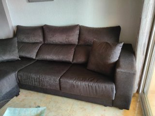 Sofá Chaise Longue Marrón Tela
