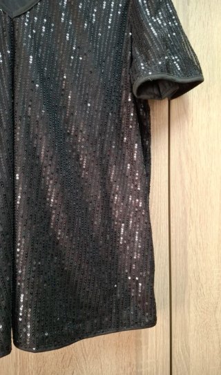 Top negro lentejuelas escote NUEVO Shein L