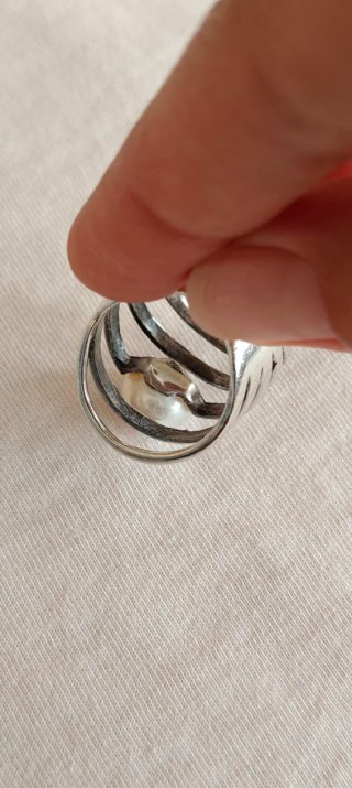 Anillo,pendientes: plata,perla