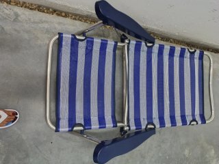 Silla Tumbona de Playa Plegable Rayas Azul/Gris