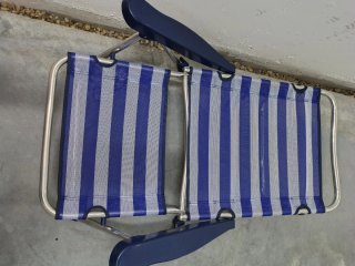 Silla Tumbona de Playa Plegable Rayas Azul/Gris