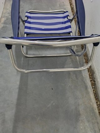 Silla Tumbona de Playa Plegable Rayas Azul/Gris