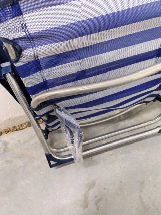 Silla Tumbona de Playa Plegable Rayas Azul/Gris