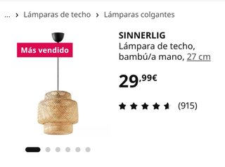 Lámpara SINNERLIG IKEA bambú