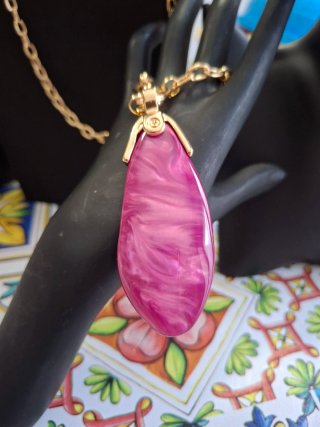 Collana lunga donna oro e rosa